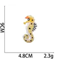 Detailed seahorse embroidery patch size 9x4.8cm with yellow black dots and 2.3g weight - Yellow Sea Horse Style (2#)