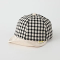 Infant plaid baseball cap in black and white check with beige brim and brand woven label - 50cm (1-3 Years) / Simple Grid Style / Black Plaid