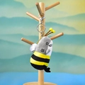 Creative shark-bee hybrid plush keychain with yellow and black stripes for bag charms. - Lobster Clasp Style