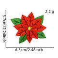 Detailed red poinsettia embroidery patch showing dimensions 6.3cm width for Christmas decor - Christmas Patch 6# (Poinsettia)