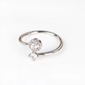 Minimalist silver adjustable open ring with sparkling white cubic zirconia stones - Bypass Micro-Pave White Zircon White Gold Style (Style 9 White Gold)