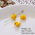 Cute yellow duck enamel charm beads, 9x11mm, 1.3g, DIY jewelry making accessory for earrings - Little Yellow Duck Bead (51#)