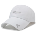 White quick-dry baseball cap with breathable mesh laser holes and 3D logo design - One Size(Adjustable) / White