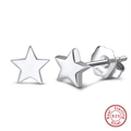 Macro shot of S925 sterling silver star stud earrings showing the clear S925 hallmark - APE42-P-Silver Star