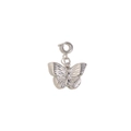 Silver stainless steel butterfly pendant with detailed wing texture and spring clasp - Butterfly Pendant Style 2 - Steel Color