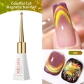 Magnetic cat eye nail polish gel in shade 004 with a bright golden shimmer effect - Dual Light Firework Cat Eye 04