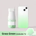 Mini green gradient 5-fold umbrella next to a phone showing compact pocket size - 6-Rib Full Shading Gradient Series / Cold Fragrance Green