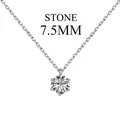Französischer S925 Silberanhänger mit einem 7,5mm großen funkelnden runden Schmuckstein - 925er Silber / 7.5MM Stil (DY190672-S-W-NO)