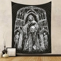 Arazzo gotico con teschio e mietitore incappucciato per decorazione murale stile camera - 73*95CM / Tessuto Spazzolato