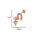 Clou d'oreille en or rose avec pendentif nœud et cœur serti de zircons cubiques - Style Pendentif Cœur en U (4# Or Rose)