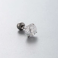 F136 Titan Labret Ohrstecker mit silbernem Feuerwerk-Zirkonia und Kugel-Schraubverschluss - Weiß (A41-1#)