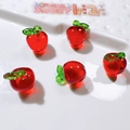 Five translucent red apple acrylic pendants for DIY jewelry and phone case decor - Apple