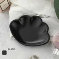 Matte black cat-shaped jewelry tray in stainless steel for dresser decor - Stainless Steel / Shell Shape Black (9*7cm)