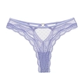 Lace polka dot thong in light purple featuring a heart-shaped metal buckle detail - Pure Purple