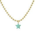 Collier à billes dorées avec pendentif étoile de mer turquoise pour un style plage d'été - Style Étoile de Mer(CN001669YS)
