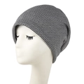 Gorro de punto para mujer de otoño invierno con un diseño clásico de cuadros blancos y negros - L (58-60cm) / Negro