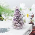 Mini sculpture de sapin de Noël en résine avec texture de cristal d'améthyste - 41 Améthyste de rêve