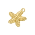 Close-up of a golden starfish pendant with textured surface and metallic shine - VD1686 Gold Textured Starfish