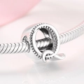 Polished S925 sterling silver charm bead with letter Q design on snake bone bracelet - Letter Q