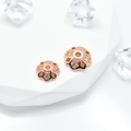Abalorio espaciador flor oro rosa con circonitas para creación de joyas DIY - 10mm / Oro rosa