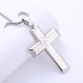 Gepolijste roestvrijstalen kruis hanger ketting met laser gegraveerd Spaans Onze Vader gebed - Staal Kleur (3mm*60cm Ketting)
