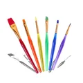 Set of 6 colorful art paintbrushes with translucent handles for acrylic and watercolor - 6Pcs Color Plastic Handle OPPHB025-B6-OPP / Colorful