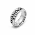 Men's rotatable titanium steel spinner ring featuring a stylish curb chain inlay design - Size 6 / Embossed Chain Style / Silver