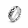 Men's rotatable titanium steel spinner ring featuring a stylish curb chain inlay design - Size 6 / Embossed Chain Style / Silver