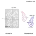 Detail view of transparent silicone butterfly wing mold with precise size measurements - D5546-Butterfly Insert Mold