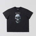 Black oversize cotton T-shirt with white skull print and SMFK lettering design - S / Wild Black