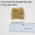 Lot de 50 épingles à cheveux plates dorées de 5,5cm en fil d'acier de 0,12cm qualité - Pince à cheveux plate / 5.5cm (50 Pièces/Paquet) / Or