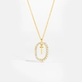 Elegant 18K gold plated S925 silver necklace with cross pendant and zircon oval halo - Letter T