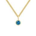 Gouden roestvrijstalen Cubaanse ketting met ronde blauwe geboortesteen hanger charm - December Meerblauw - Goud