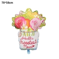 Flower pot shaped foil balloon for Mother's Day with World's Sweetest Mom text 78x58cm - Spanish Mother's Day Flower Pot