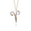 Golden S925 silver Aries constellation necklace with multi-color zircon stones - Aries / 925 Silver