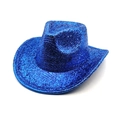 Sparkly bright blue cowboy hat with glitter sequins and classic curved brim for parties - M (56-58cm) / Sapphire Blue
