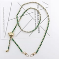 Adjustable green leather and gold chain strap with ball buckle and lobster clasps - Gold Chain with Leather/Adjustable Metal Ball / Green