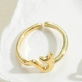 Detailed close-up of golden abstract wave ring with polished finish on stone surface - Abstract Wave Ring