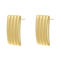 Modern 18K gold plated textured vertical stripe square stud earrings on white background - VE1450 Vertical Stripe / Gold