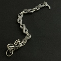 Men's hip-hop dragon bone bracelet in silver finish with detailed dragon head clasp - No.2 Dragon 21cm