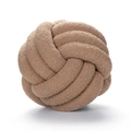 Handmade knotted ball pillow in beige faux shearling fleece for cozy sofa decor - Diameter 22CM / Khaki