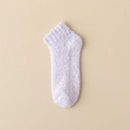 Light purple plush coral fleece floor sock with non-slip silicone grips on the sole - Purple