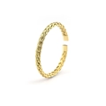 Minimalist golden braided stainless steel open bangle with smooth polished ends - Gold