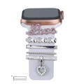 Charms de metal plateado y rosa con estrás Love y corazón para correas de Apple Watch - Estilo Letras Love (5572578809351) / Embalaje de esponja negra / N.º 22 Plata