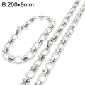 Silver stainless steel cross chain link with lobster clasp and bead detail 200x9mm - Style B 9mm Lobster Clasp / Necklace 45cm