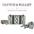 Bohemian geometric clutch and wallet in gray and black tones with patterned strap - Black-2
