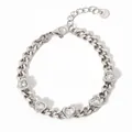 Bracciale in acciaio inossidabile argento con cinque zirconi cubici a forma di cuore - Bracciale Cuore Zirconi Bianchi Argento (PAK960)