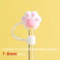 Tapa de silicona con garra de gato rosa para pajitas de vidrio de 7-8mm de diámetro - Garra de Gato Blanca (Para pajitas de 8 mm)