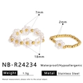 Detail of beaded pearl flower ring with waterproof stainless steel size specifications - Pearl Woven Flower Style (NB-R24234)