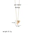 Detailed dimensions of gold 3D puffy initial F pendant necklace with chain length info - Letter F